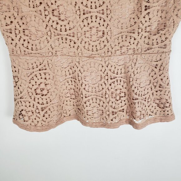 Ann Taylor Lace Sleeveless Peplum Top Dressy Beige Blush Special Occasion Size S - Picture 5 of 9